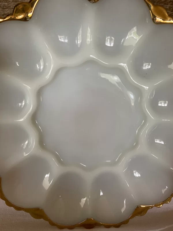 vintage deviled egg dish center to hold extras