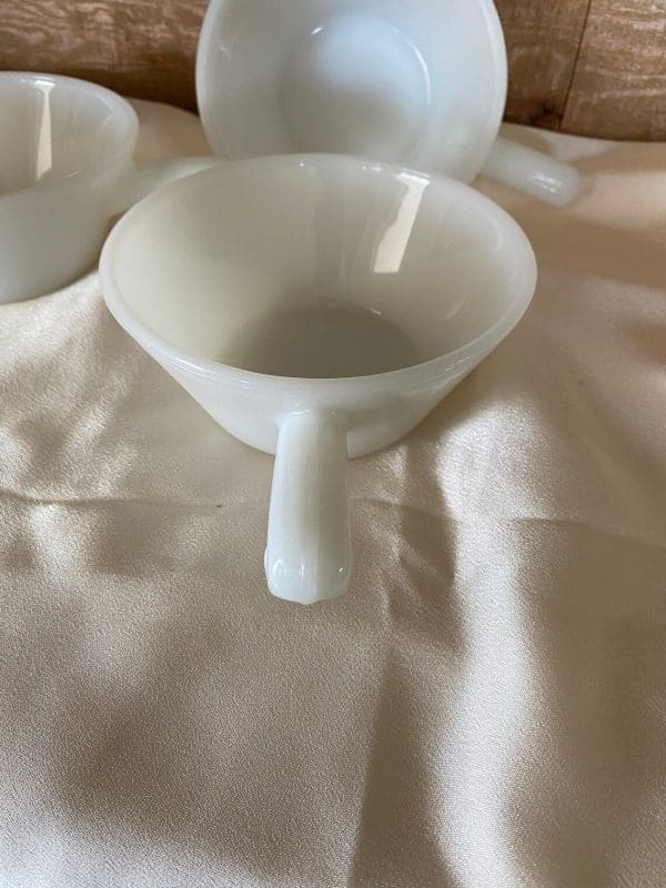 Fire King bowls with handles pressed milk glass