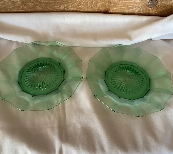 Fostoria uranium glass side plates set of two