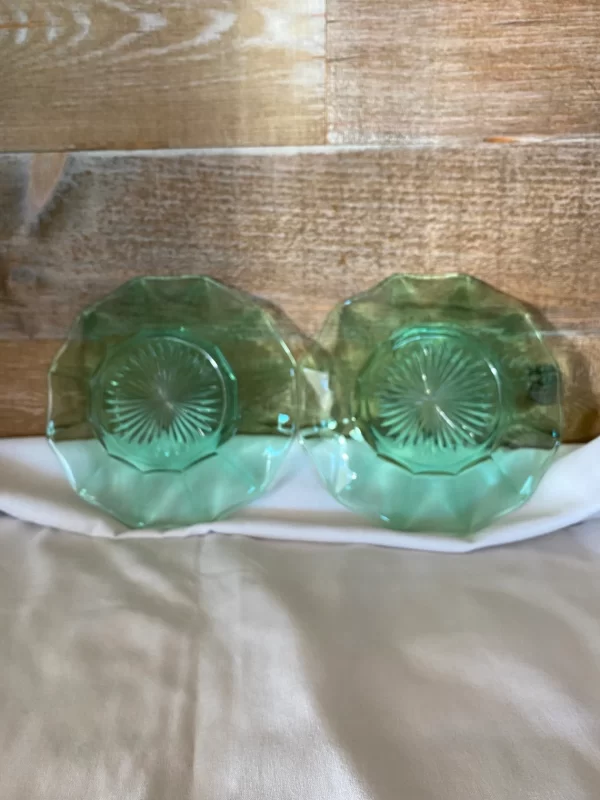 Fostoria uranium glass set of two side plate bottoms