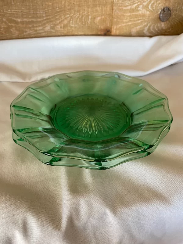 Fostoria uranium glass stacked set of two