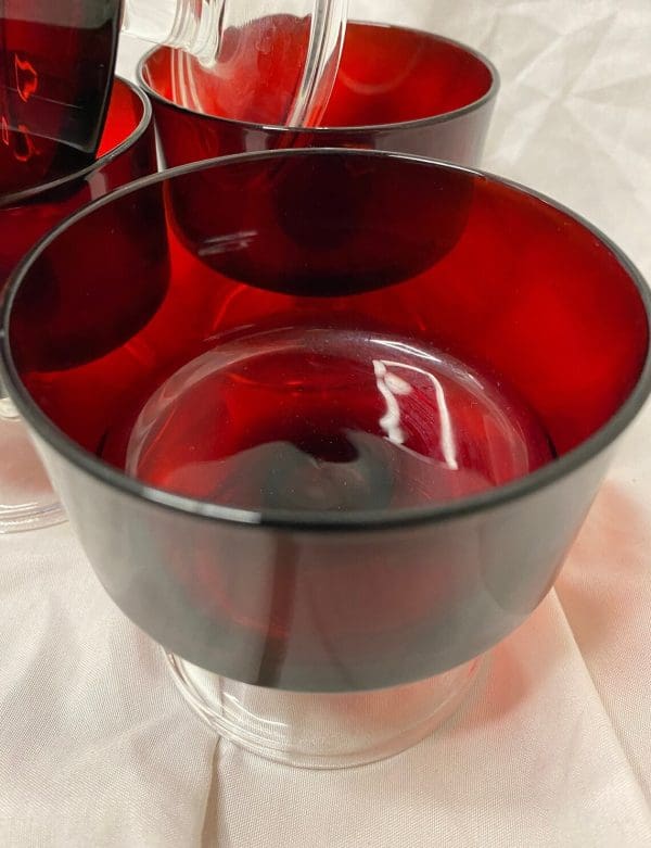 Luminarc champagne glasses ruby red glass