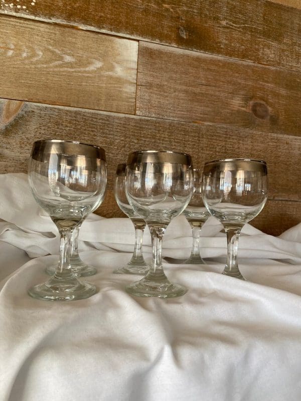 silver rimmed wine glasses mercury glass rims