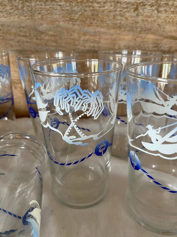 sailboat glasses blue design nautical