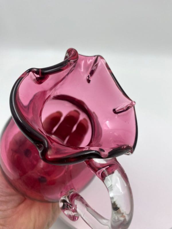 vintage pink glass pitcher top