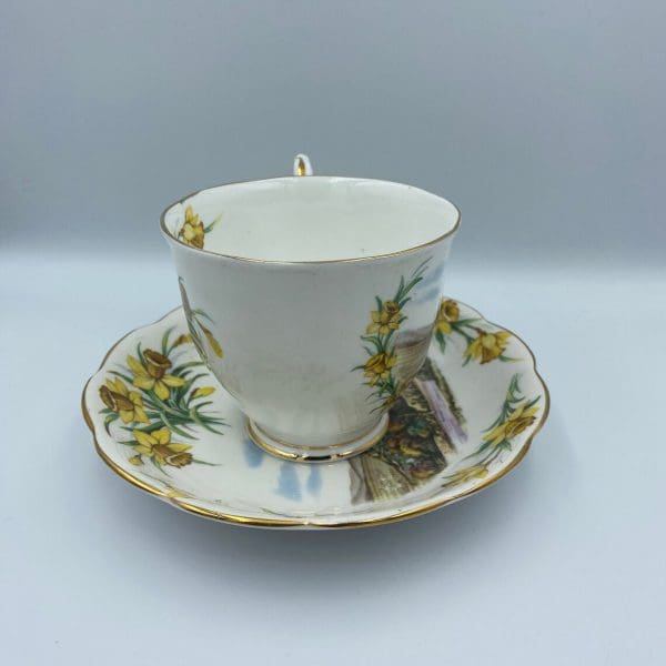 British song tea cup Royal Albert castle with yellow flowers