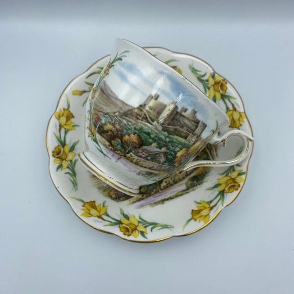 British song tea cup Royal Albert on side laying on saucer