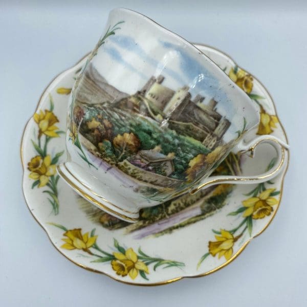 British song tea cup Royal Albert close castle on hills