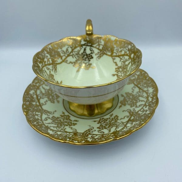 Royal Stafford tea cup Mint Green with Gold Grape Vine Design edge