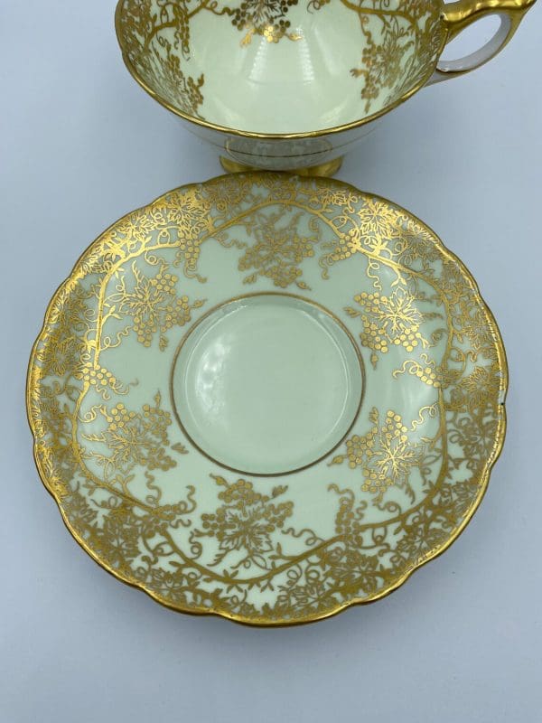 Royal Stafford tea cup Mint Green with Gold Grape Vine Design saucer