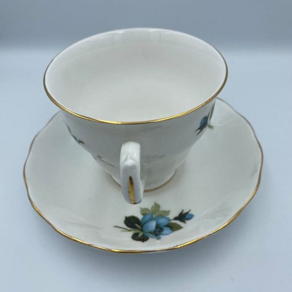 Royal Vale bone China made in England blue flower handle tea cup and saucer