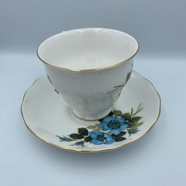 Royal Vale bone China made in England blue flower gold trim tea cup set