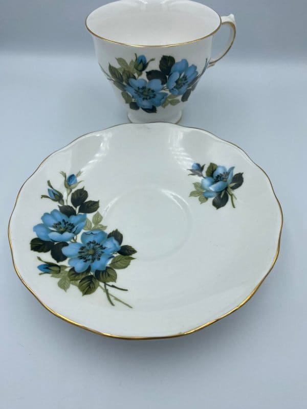 Royal Vale bone China made in England blue flower tea cup and saucer