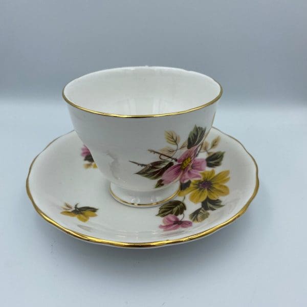 Royal Vale bone china tea cup gold rim and edge