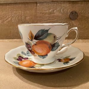 Royal Vale bone china fruit tea cup and saucer set front