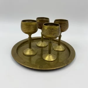 brass shot glasses stemmed with tray