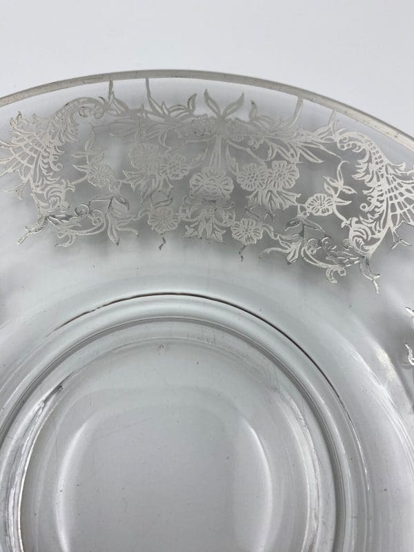 silver overlay plate close to silver pattern on clear glass