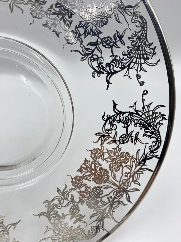 silver overlay plate flower pattern