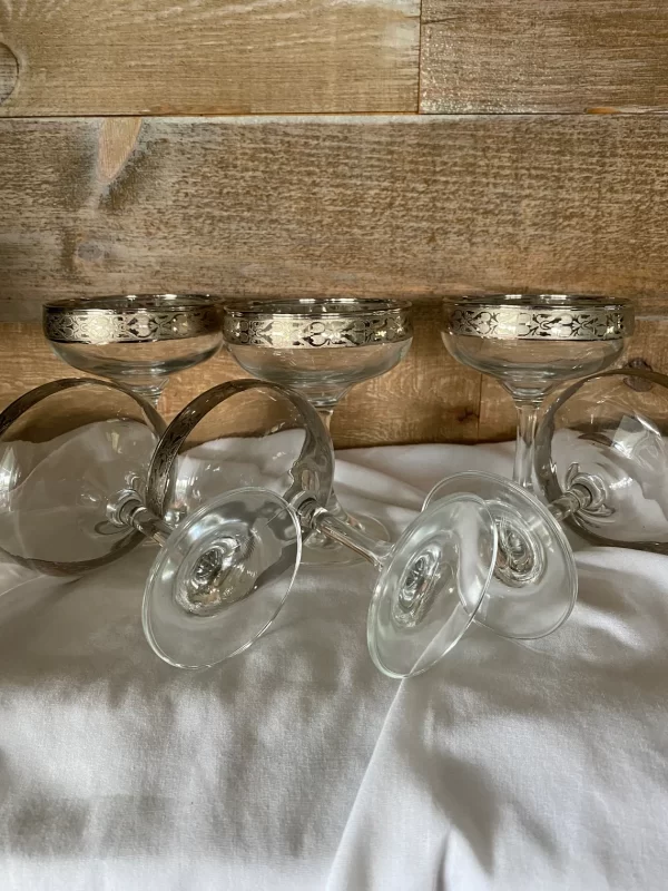 vintage margarita glasses with silver rims