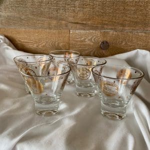 gold coin glasses clear with gold