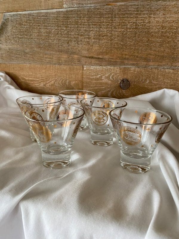 gold coin glasses clear with gold